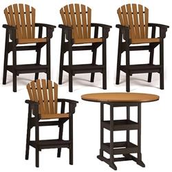 Bar Height  5 Piece Set - 48 inch Round Table & 4 Coastal Bar Chairs
