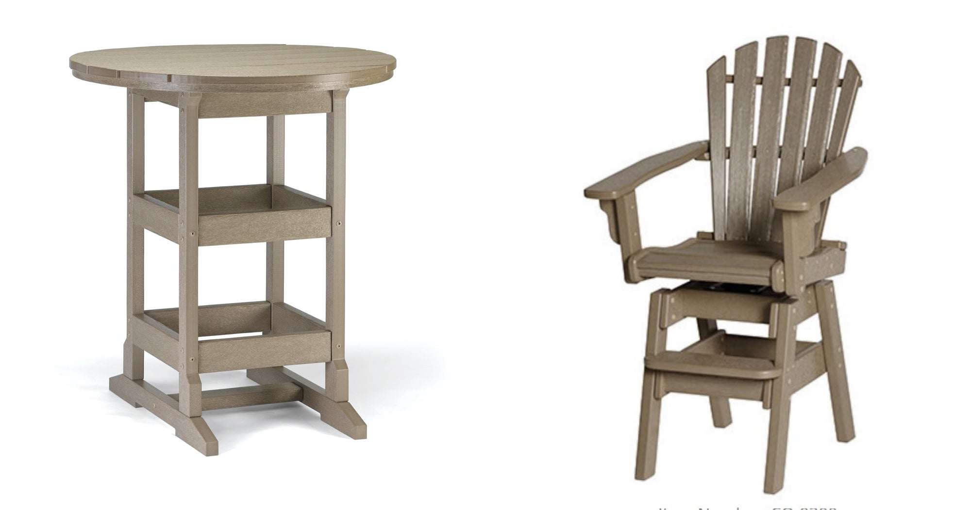 Bar Table Set - 36" Round Table & 2 Coastal Swivel Bar Chairs