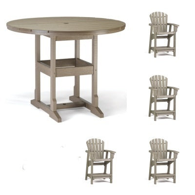 Counter Height  5 Piece Set - 48 inch Round Table & 4 Coastal Counter Chairs