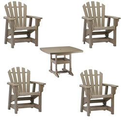 Dining Height  5 Piece Set - 42 inch Square Table (Square Corners) & 4 Coastal Dining